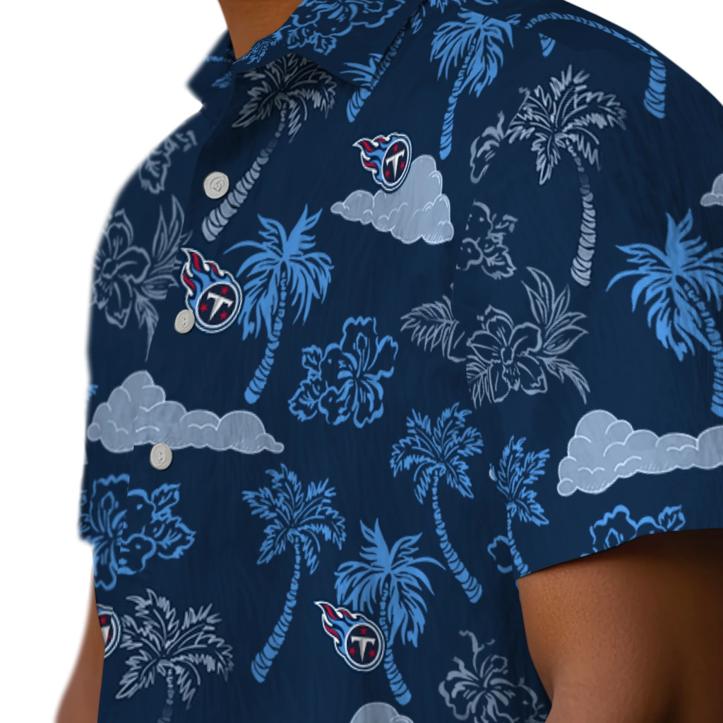 Tennessee Titans Hawaiian Shirt - Palm And Clouds tennessee titans palm and clouds navy hawaiian shirts trendy
