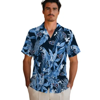 tennessee titans palm leaves navy hawaiian shirts fashion forward