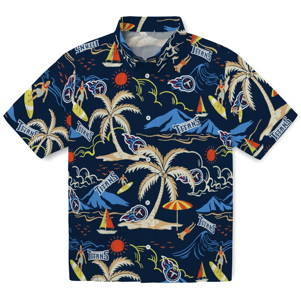 Tennessee Titans Hawaiian Shirt - Palm Tree Island tennessee titans palm tree island navy hawaiian shirts best selling