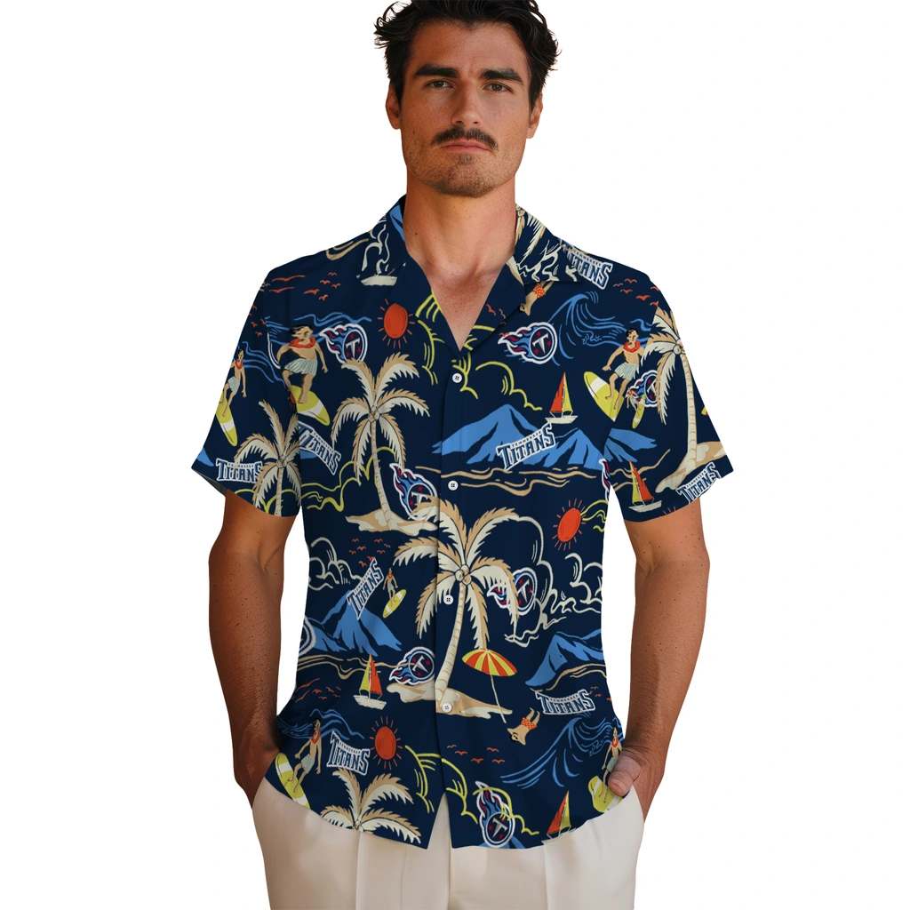 Tennessee Titans Hawaiian Shirt - Palm Tree Island tennessee titans palm tree island navy hawaiian shirts fashion forward