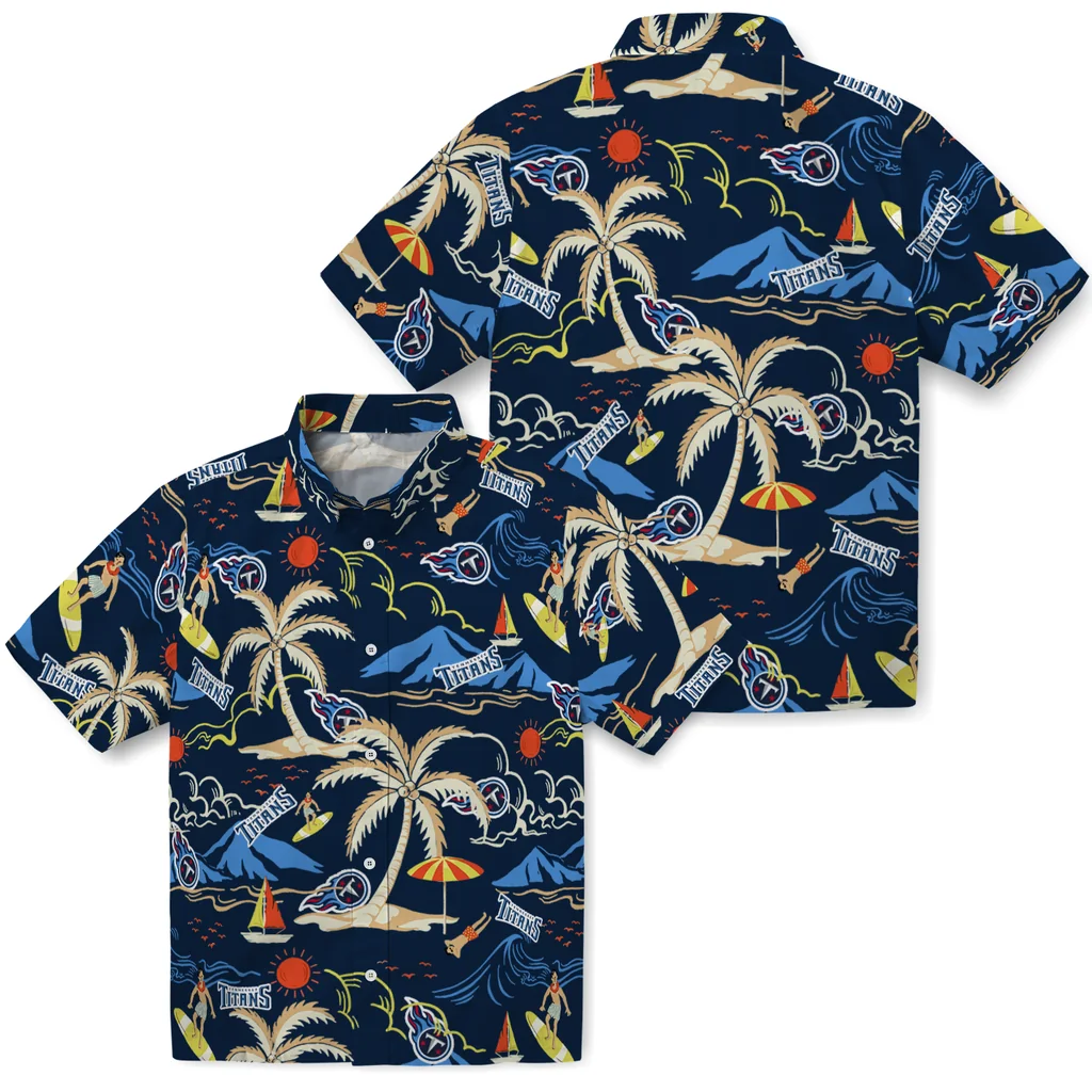 Tennessee Titans Hawaiian Shirt - Palm Tree Island tennessee titans palm tree island navy hawaiian shirts high quality