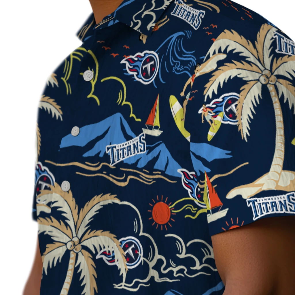 Tennessee Titans Hawaiian Shirt - Palm Tree Island tennessee titans palm tree island navy hawaiian shirts trendy