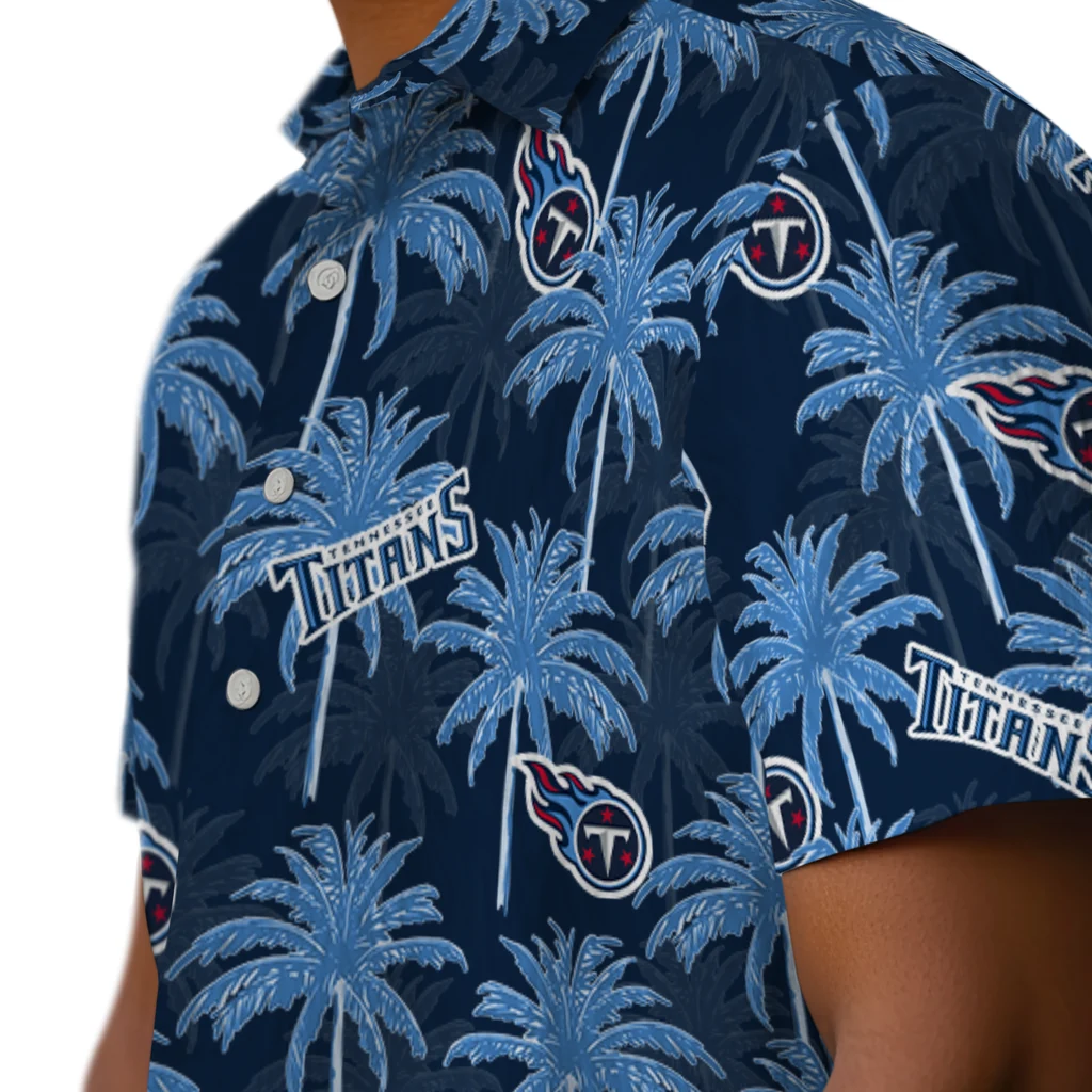 Tennessee Titans Hawaiian Shirt - Palm Tree Motif tennessee titans palm grove navy hawaiian shirts trendy