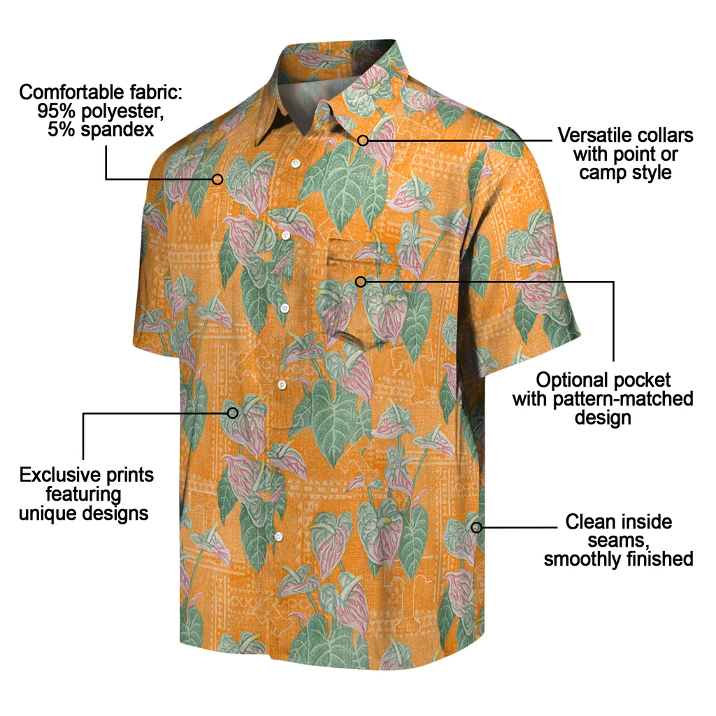 Tennessee Volunteers Hawaiian Shirt - Anthurium Overlay tennessee volunteers anthurium overlay orange hawaiian shirts new arrival