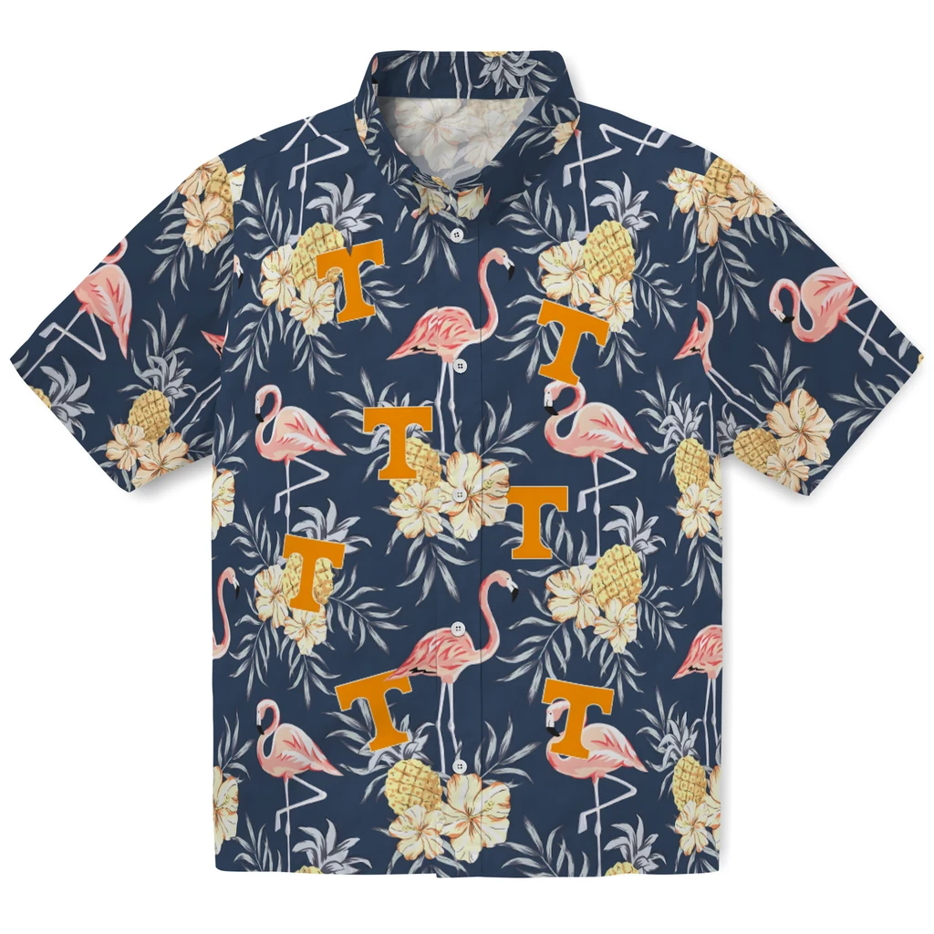 Tennessee Volunteers Hawaiian Shirt - Flamingo Hibiscus tennessee volunteers flamingo hibiscus navy hawaiian shirts best selling