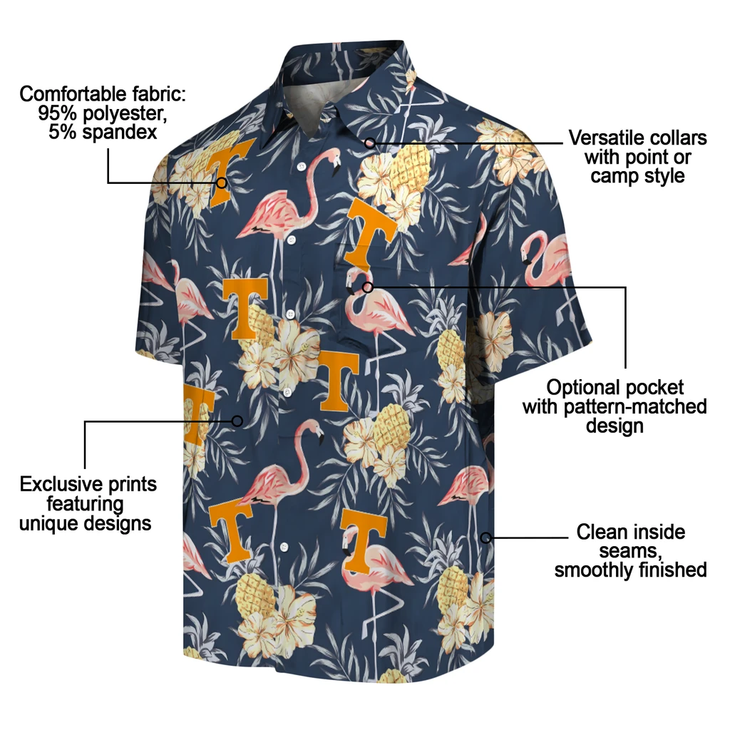 Tennessee Volunteers Hawaiian Shirt - Flamingo Hibiscus tennessee volunteers flamingo hibiscus navy hawaiian shirts new arrival