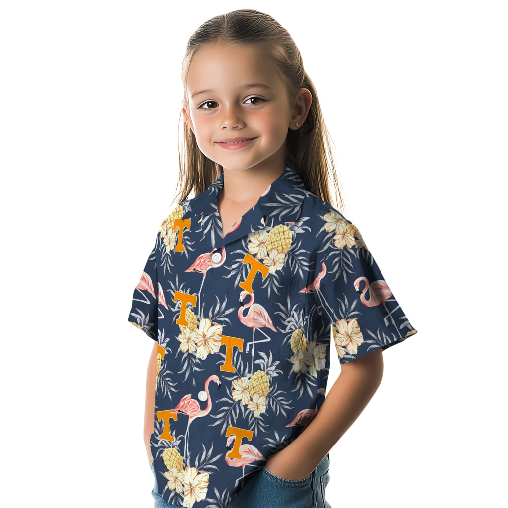 Tennessee Volunteers Hawaiian Shirt - Flamingo Hibiscus tennessee volunteers flamingo hibiscus navy hawaiian shirts premium grade