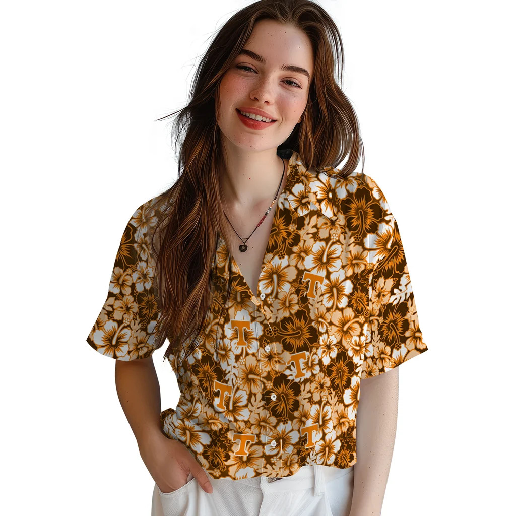 Tennessee Volunteers Hawaiian Shirt - Hibiscus Blooms tennessee volunteers hibiscus blooms orange hawaiian shirts latest model