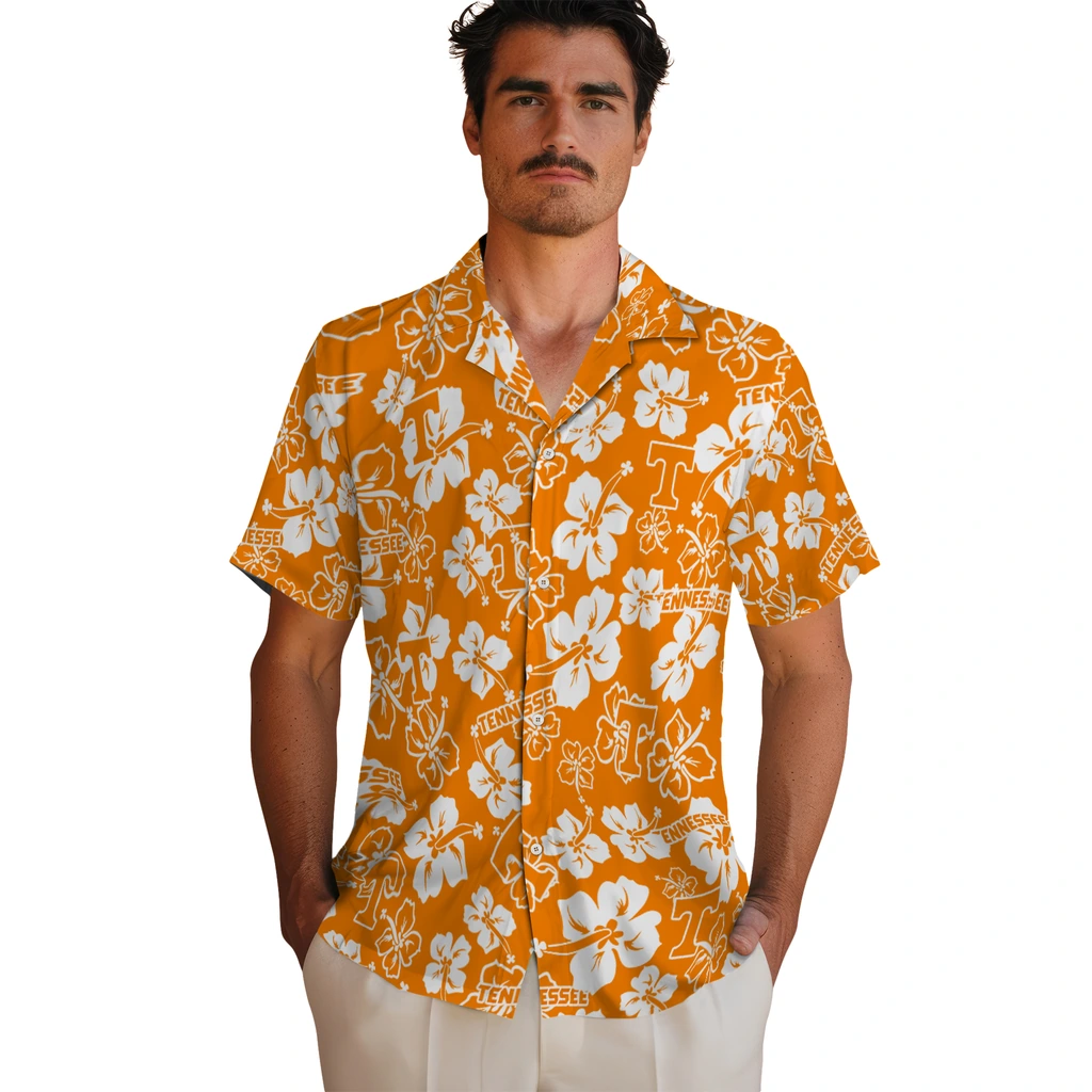Tennessee Volunteers Hawaiian Shirt - Hibiscus Flower Design tennessee volunteers hibiscus bloom orange hawaiian shirts fashion forward