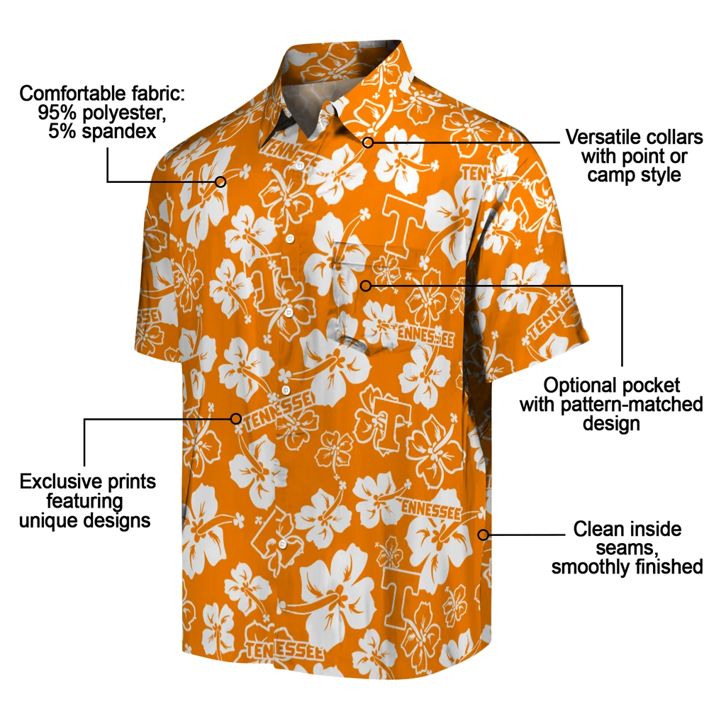 Tennessee Volunteers Hawaiian Shirt - Hibiscus Flower Design tennessee volunteers hibiscus bloom orange hawaiian shirts new arrival