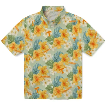 tennessee volunteers hibiscus mood pale lime yellow hawaiian shirts best selling