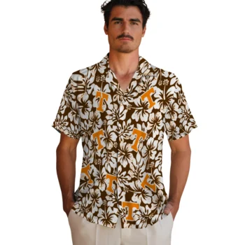 tennessee volunteers hibiscus motif orange white hawaiian shirts fashion forward