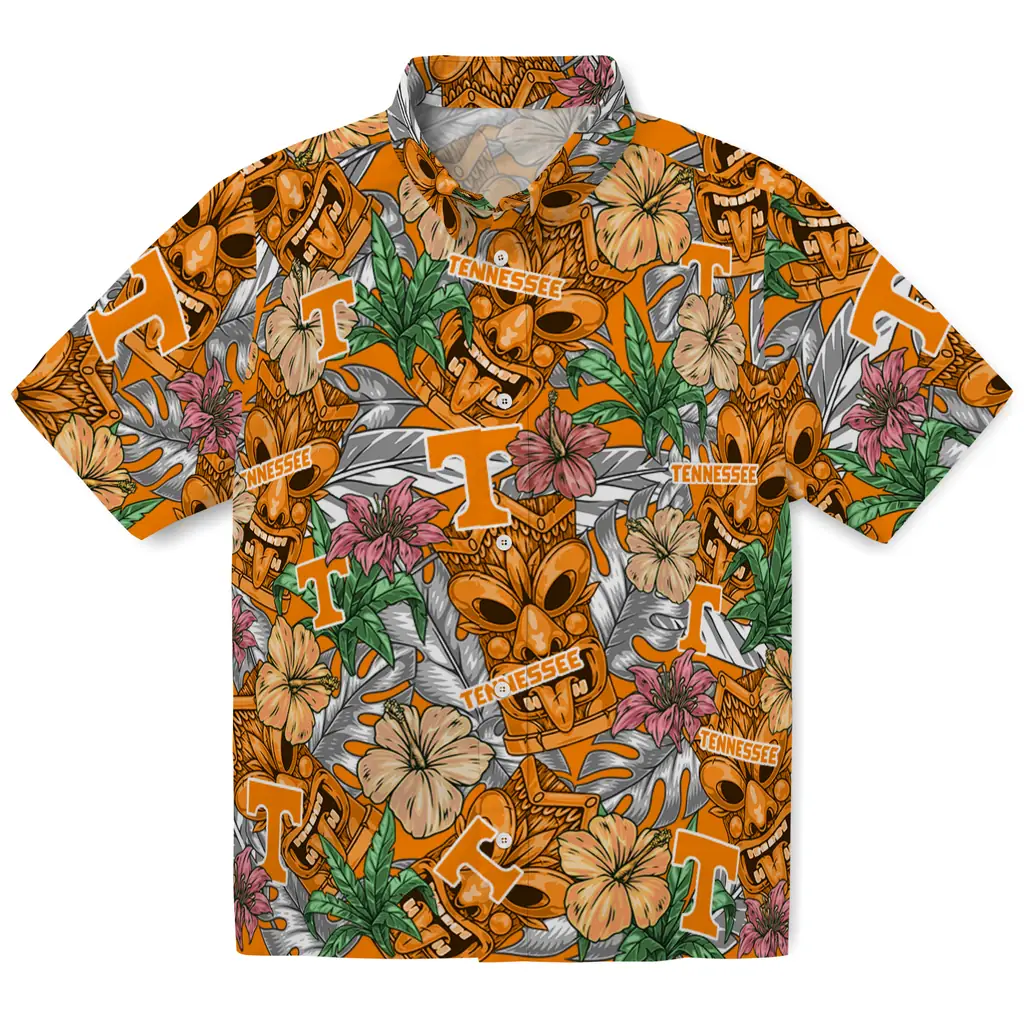 Tennessee Volunteers Hawaiian Shirt - Hibiscus Tiki Jungle tennessee volunteers tiki jungle orange hawaiian shirts best selling