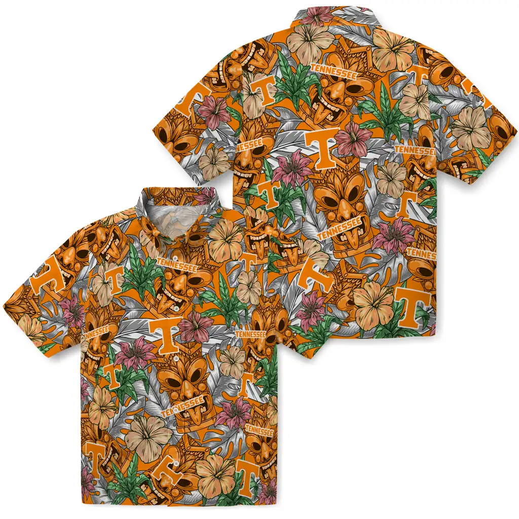 Tennessee Volunteers Hawaiian Shirt - Hibiscus Tiki Jungle tennessee volunteers tiki jungle orange hawaiian shirts high quality