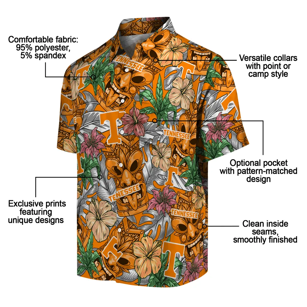Tennessee Volunteers Hawaiian Shirt - Hibiscus Tiki Jungle tennessee volunteers tiki jungle orange hawaiian shirts new arrival