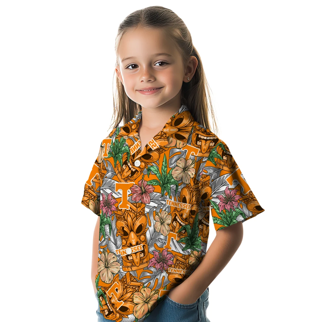 Tennessee Volunteers Hawaiian Shirt - Hibiscus Tiki Jungle tennessee volunteers tiki jungle orange hawaiian shirts premium grade