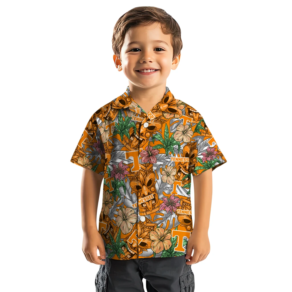 Tennessee Volunteers Hawaiian Shirt - Hibiscus Tiki Jungle tennessee volunteers tiki jungle orange hawaiian shirts top rated
