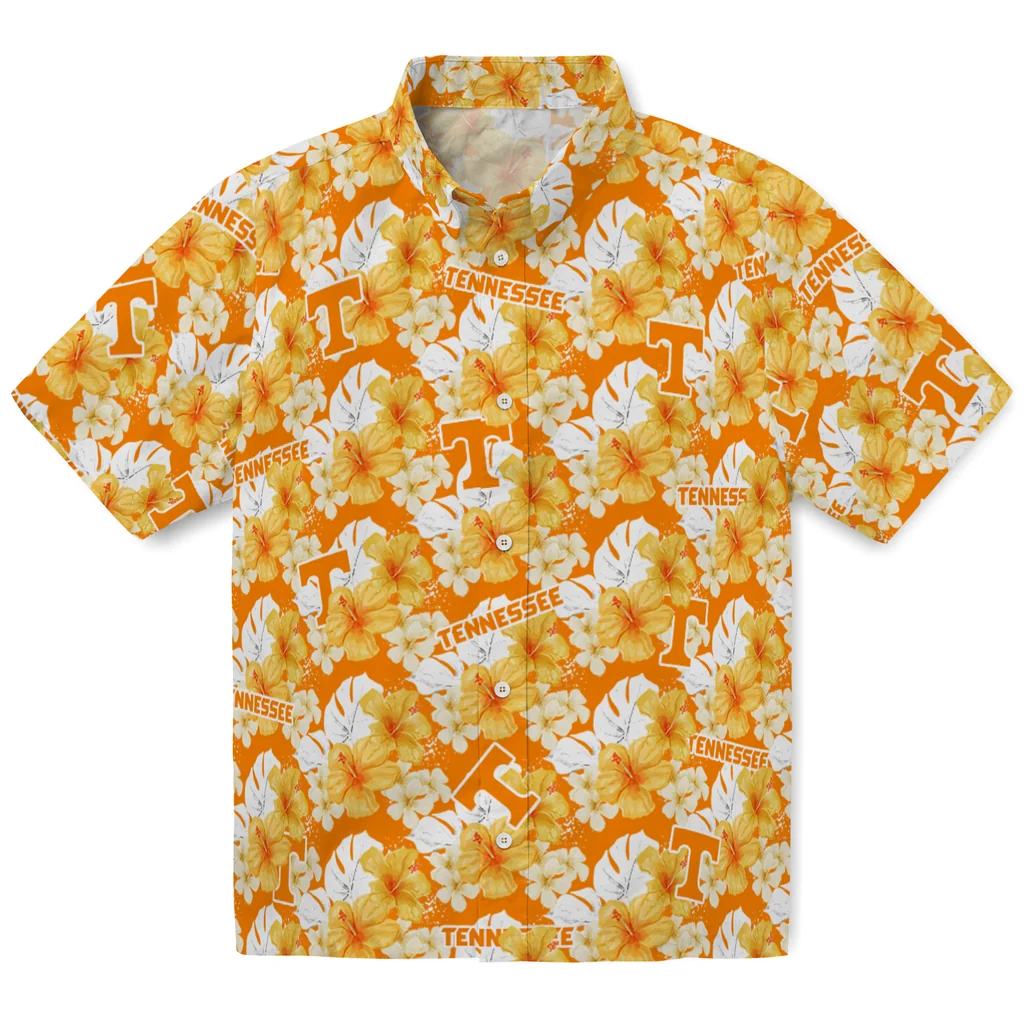 Tennessee Volunteers Hawaiian Shirt - Hibiscus Tropics tennessee volunteers hibiscus tropics orange yellow hawaiian shirts best selling