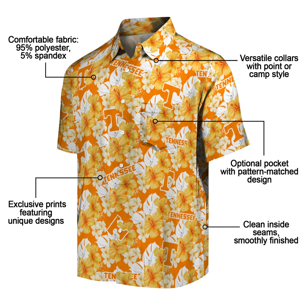 Tennessee Volunteers Hawaiian Shirt - Hibiscus Tropics tennessee volunteers hibiscus tropics orange yellow hawaiian shirts new arrival