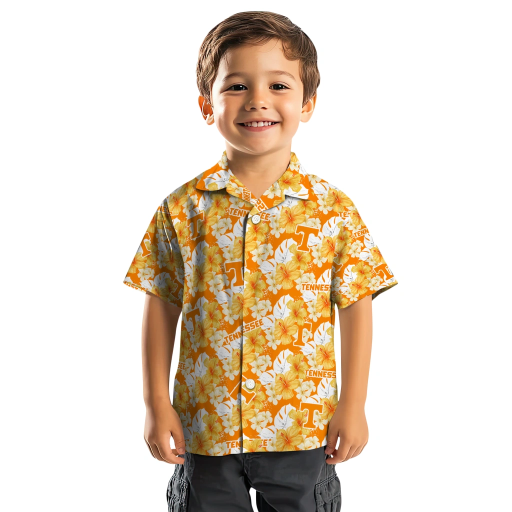 Tennessee Volunteers Hawaiian Shirt - Hibiscus Tropics tennessee volunteers hibiscus tropics orange yellow hawaiian shirts top rated