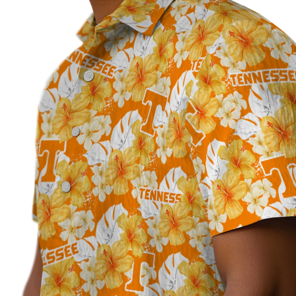 Tennessee Volunteers Hawaiian Shirt - Hibiscus Tropics tennessee volunteers hibiscus tropics orange yellow hawaiian shirts trendy