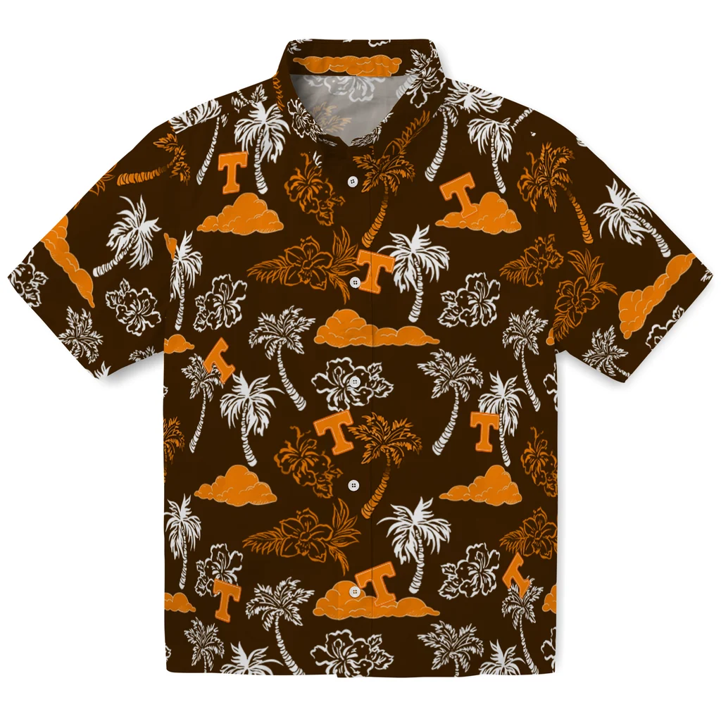 Tennessee Volunteers Hawaiian Shirt - Palm And Clouds tennessee volunteers palm and clouds orange hawaiian shirts best selling