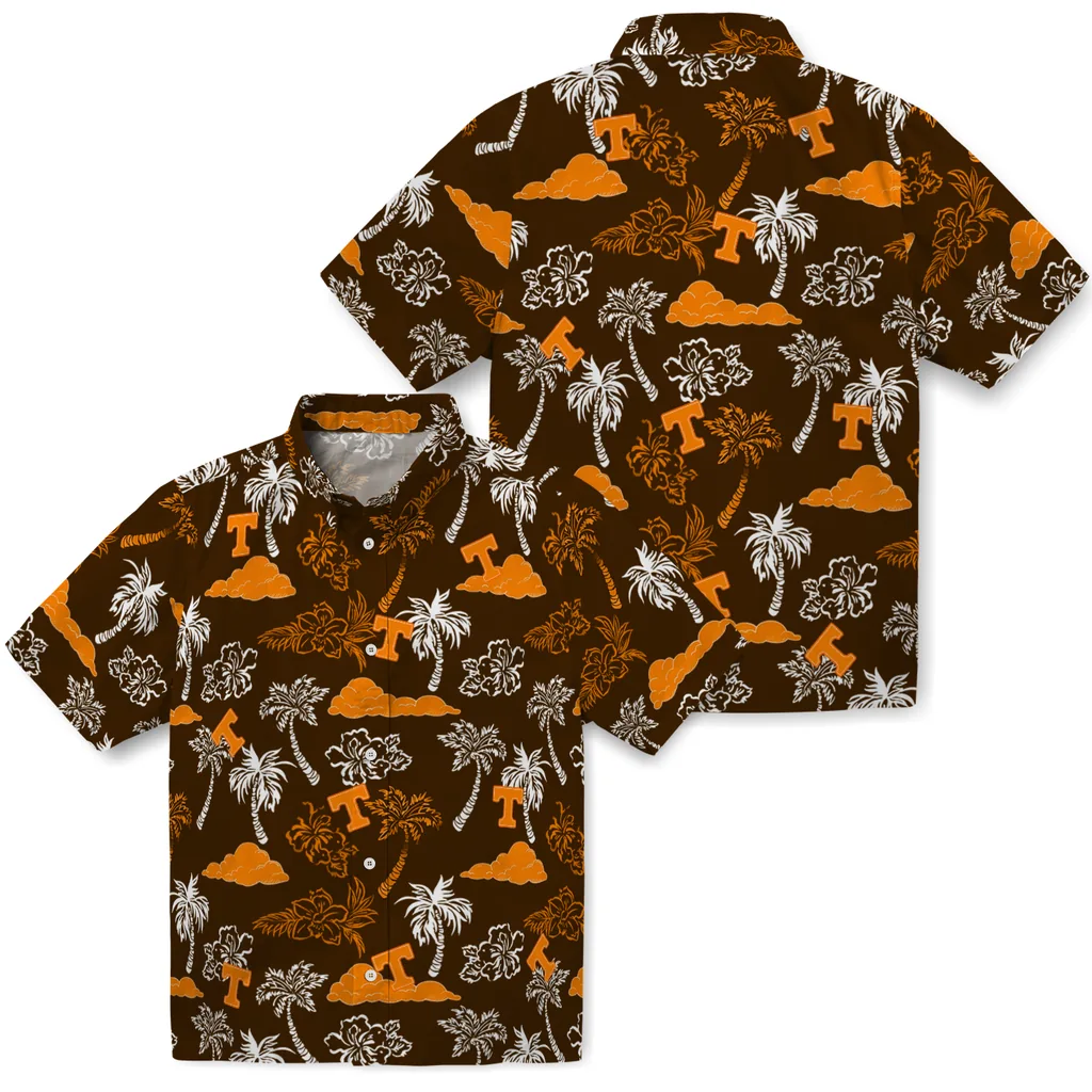 Tennessee Volunteers Hawaiian Shirt - Palm And Clouds tennessee volunteers palm and clouds orange hawaiian shirts high quality