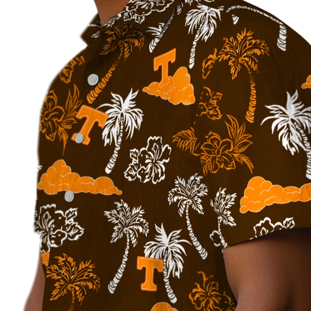 Tennessee Volunteers Hawaiian Shirt - Palm And Clouds tennessee volunteers palm and clouds orange hawaiian shirts trendy