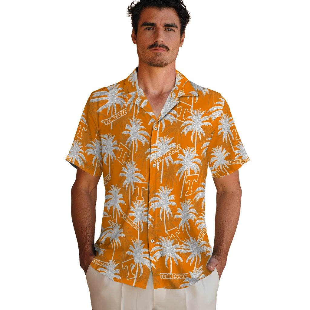Tennessee Volunteers Hawaiian Shirt - Palm Tree Motif tennessee volunteers palm grove orange hawaiian shirts fashion forward