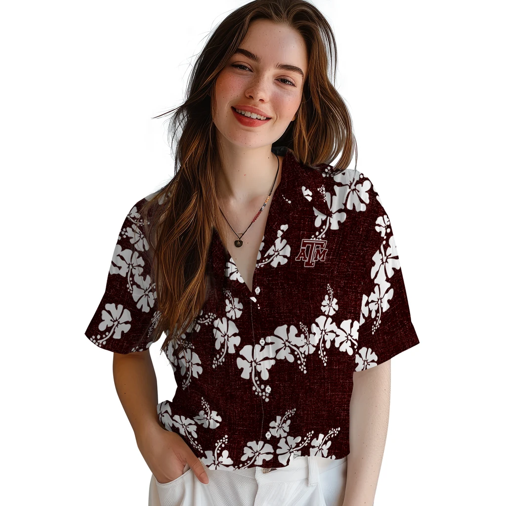 Texas A&M Aggies Hawaiian Shirt - 50th State Flower texas am aggies hibiscus petals maroon hawaiian shirts latest model