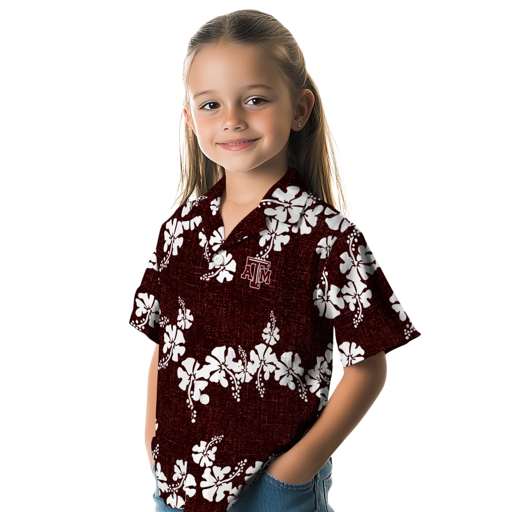 Texas A&M Aggies Hawaiian Shirt - 50th State Flower texas am aggies hibiscus petals maroon hawaiian shirts premium grade