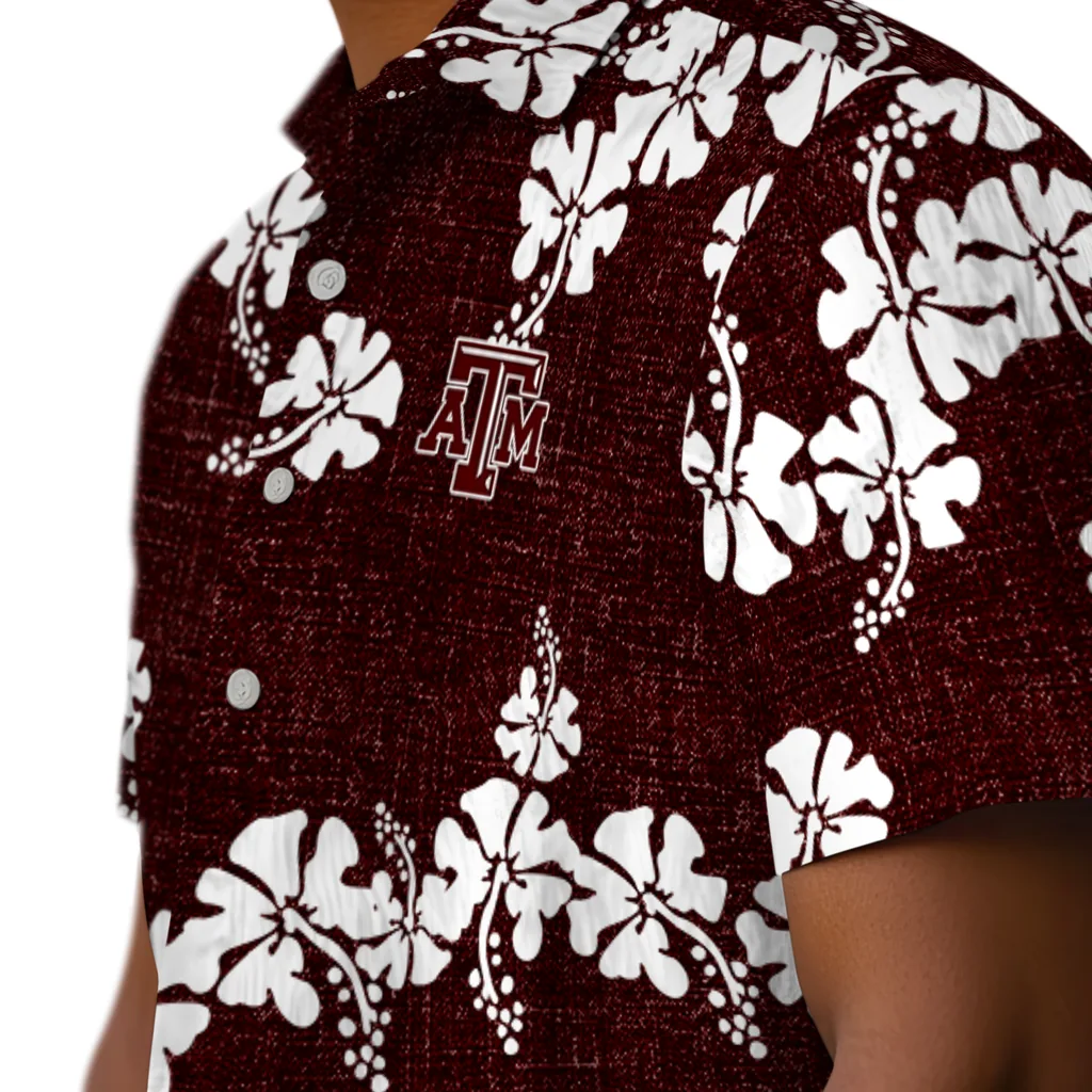 Texas A&M Aggies Hawaiian Shirt - 50th State Flower texas am aggies hibiscus petals maroon hawaiian shirts trendy