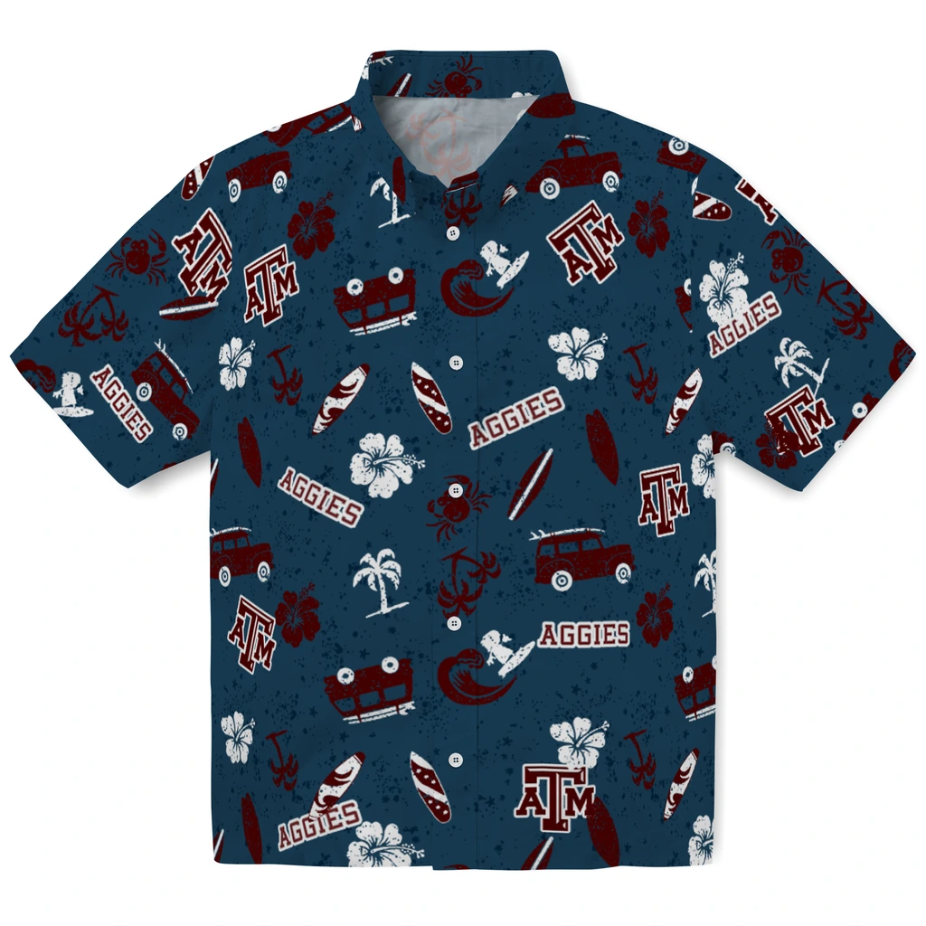 Texas A&M Aggies Hawaiian Shirt - Beach Vibe texas am aggies beach vibe navy hawaiian shirts best selling