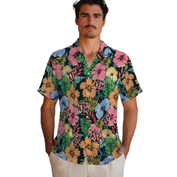 texas am aggies brilliant hibiscus garden hawaiian shirts fashion forward
