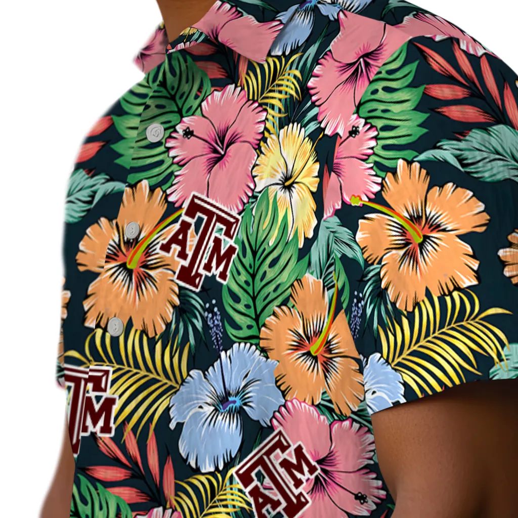 Texas A&M Aggies Hawaiian Shirt - Brilliant Hibiscus Garden texas am aggies brilliant hibiscus garden hawaiian shirts trendy