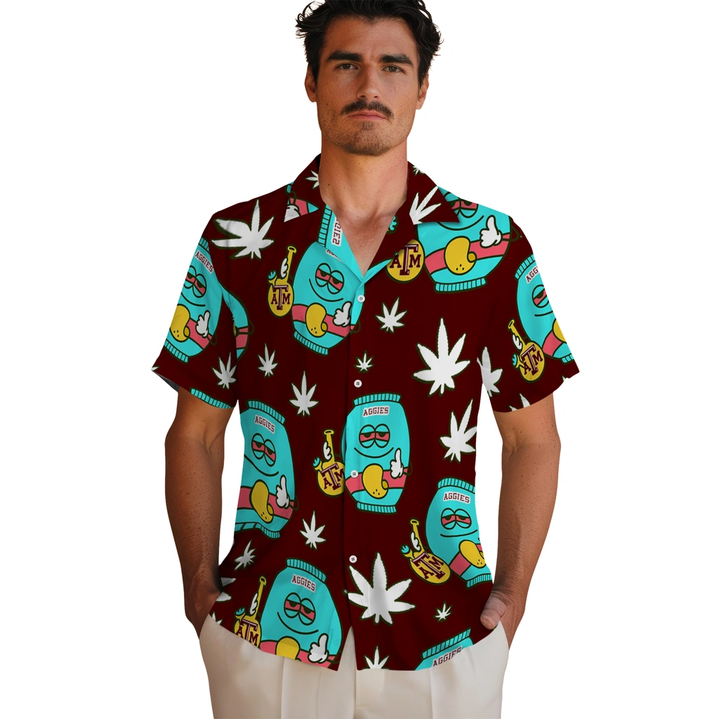 Texas A&M Aggies Hawaiian Shirt - Chill Vibe texas am aggies bong smile maroon hawaiian shirts fashion forward