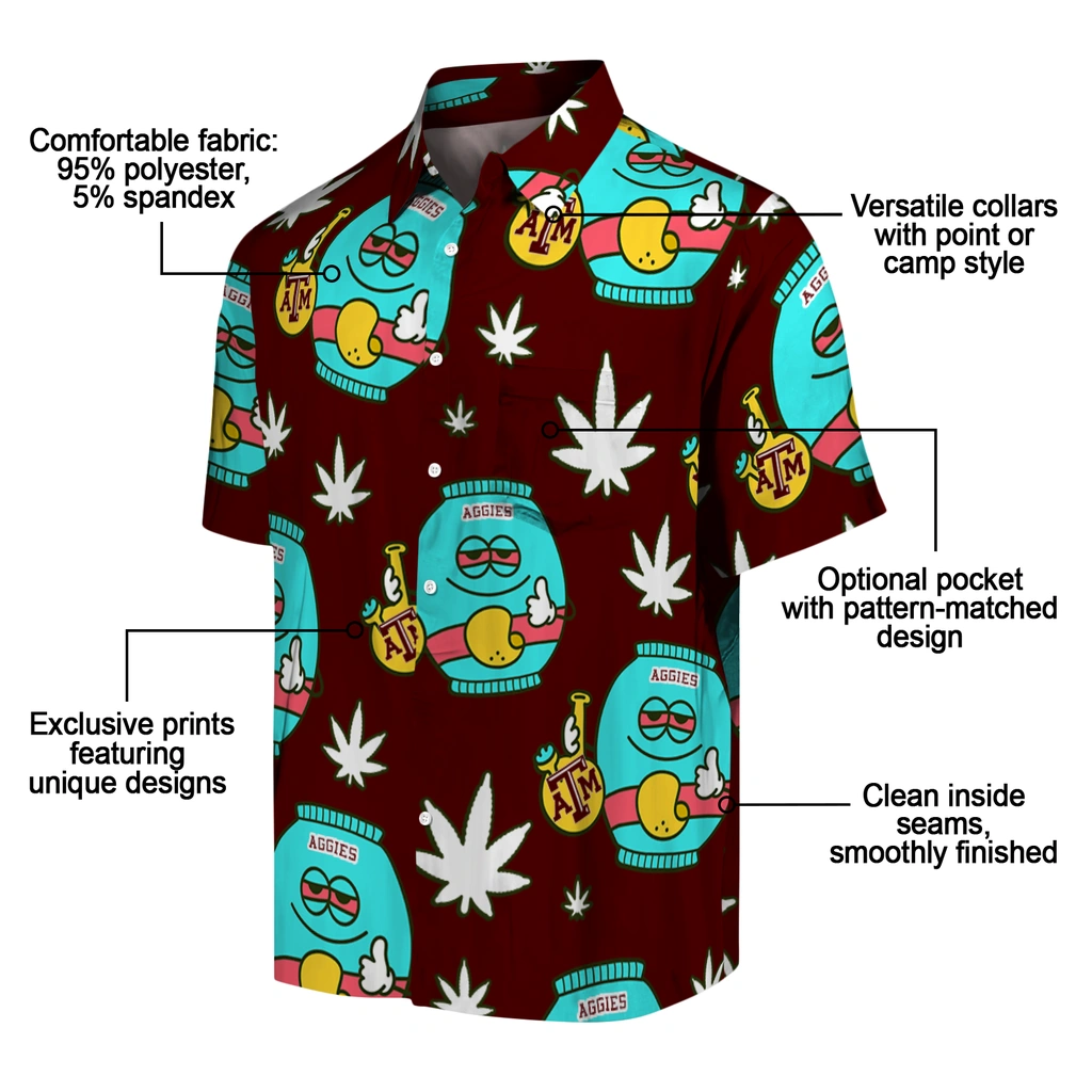 Texas A&M Aggies Hawaiian Shirt - Chill Vibe texas am aggies bong smile maroon hawaiian shirts new arrival