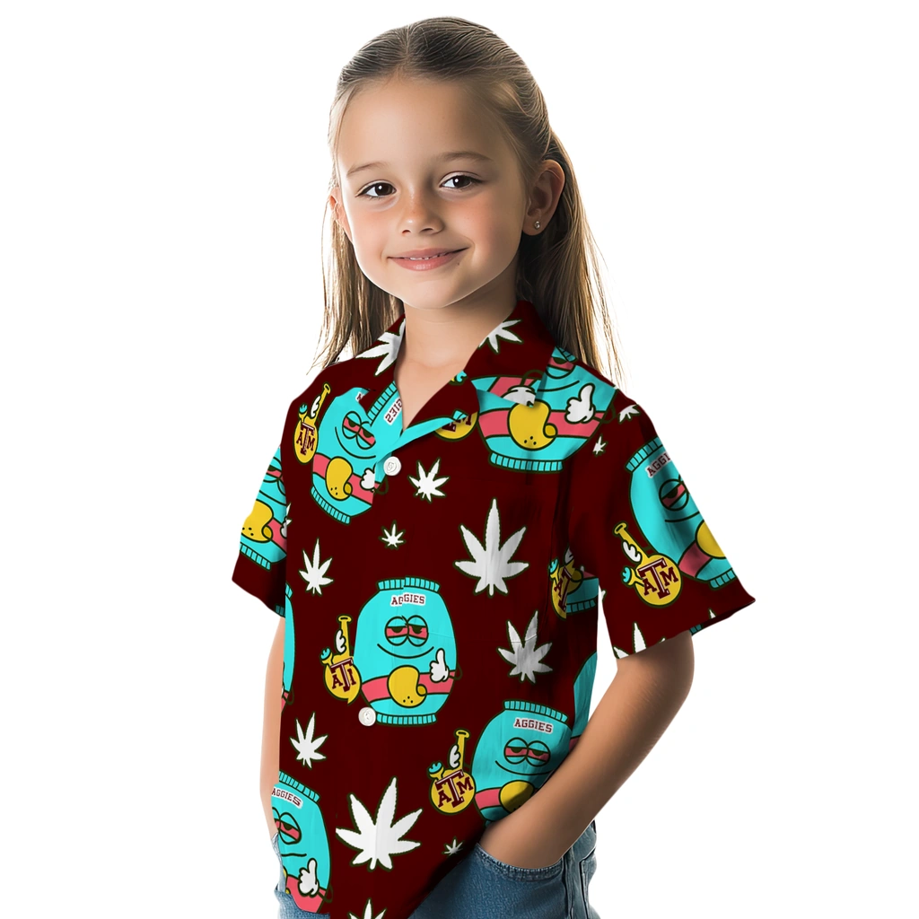 Texas A&M Aggies Hawaiian Shirt - Chill Vibe texas am aggies bong smile maroon hawaiian shirts premium grade