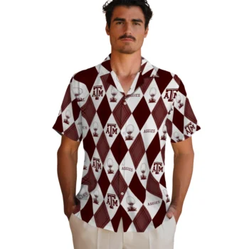texas am aggies balloon plaid maroon hawaiian shirts fashion forward