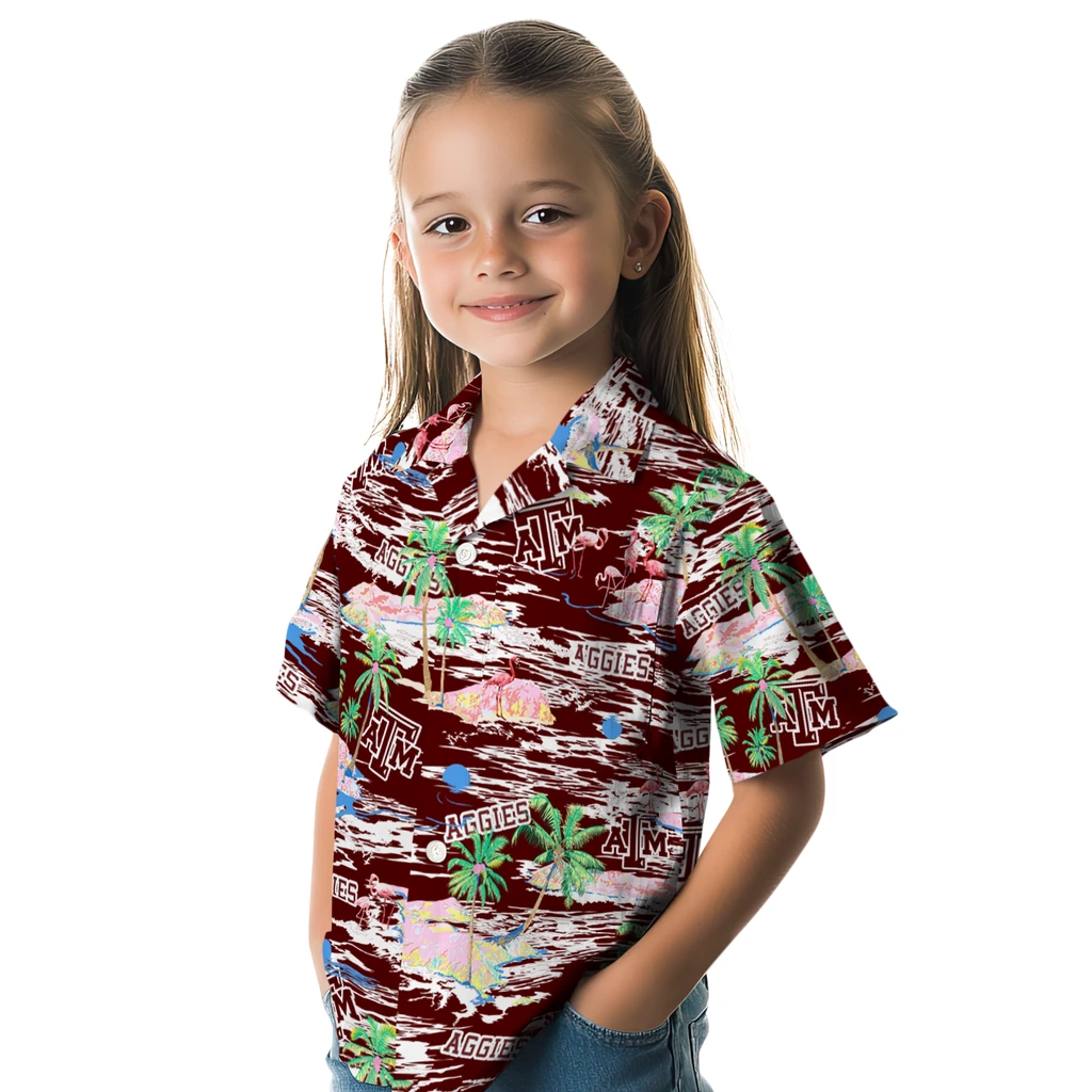 Texas A&M Aggies Hawaiian Shirt - Hawaii Island texas am aggies flamingo retreat maroon hawaiian shirts premium grade