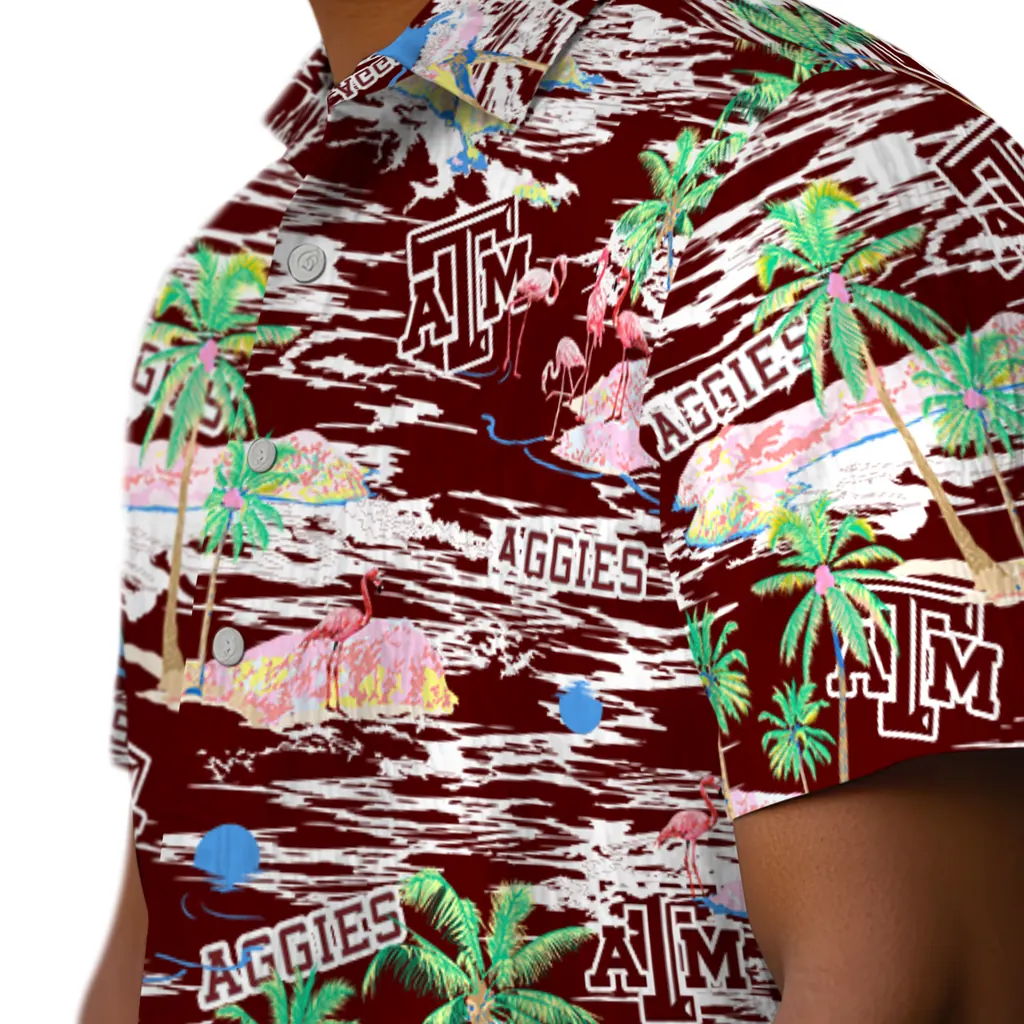 Texas A&M Aggies Hawaiian Shirt - Hawaii Island texas am aggies flamingo retreat maroon hawaiian shirts trendy