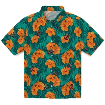 texas am aggies hibiscus escape green hawaiian shirts best selling