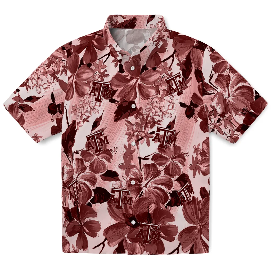 Texas A&M Aggies Hawaiian Shirt - Hibiscus Arrangement texas am aggies hibiscus arrangement maroon hawaiian shirts best selling