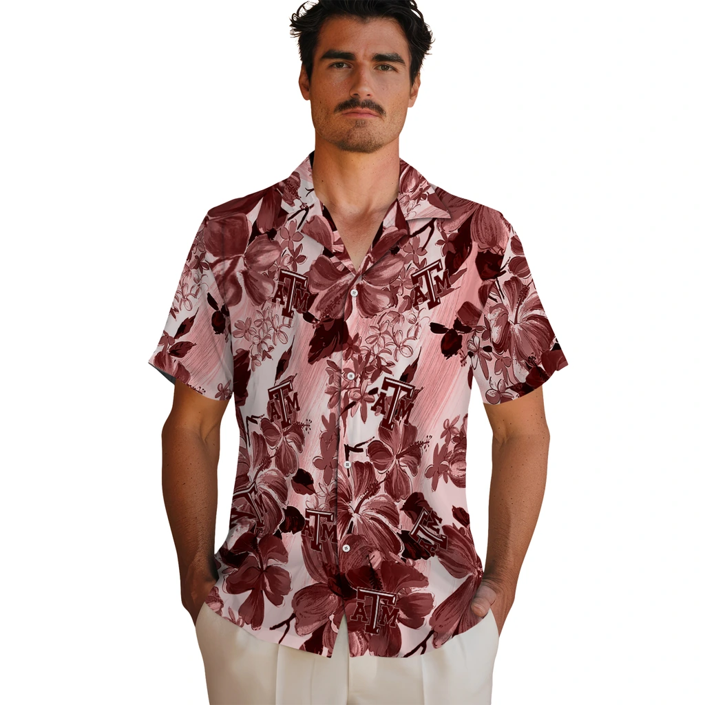 Texas A&M Aggies Hawaiian Shirt - Hibiscus Arrangement texas am aggies hibiscus arrangement maroon hawaiian shirts fashion forward