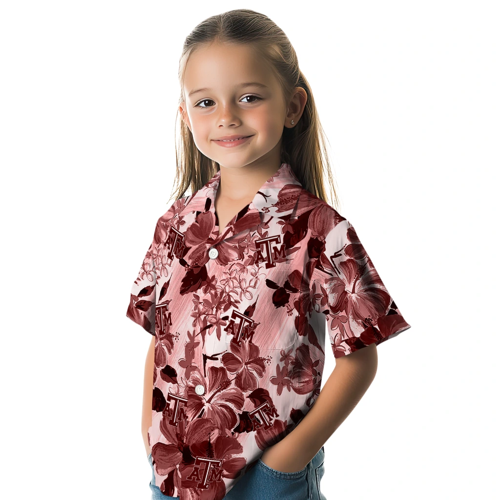 Texas A&M Aggies Hawaiian Shirt - Hibiscus Arrangement texas am aggies hibiscus arrangement maroon hawaiian shirts premium grade