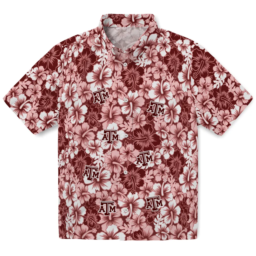 Texas A&M Aggies Hawaiian Shirt - Hibiscus Blooms texas am aggies hibiscus blooms maroon hawaiian shirts best selling