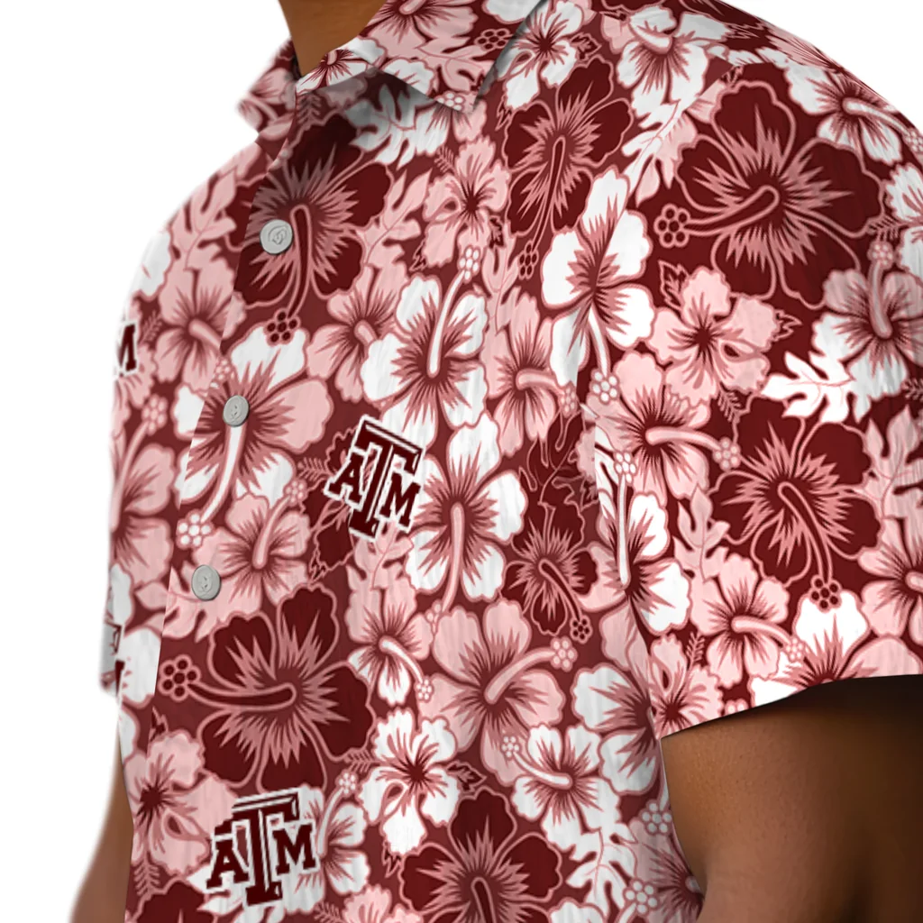 Texas A&M Aggies Hawaiian Shirt - Hibiscus Blooms texas am aggies hibiscus blooms maroon hawaiian shirts trendy