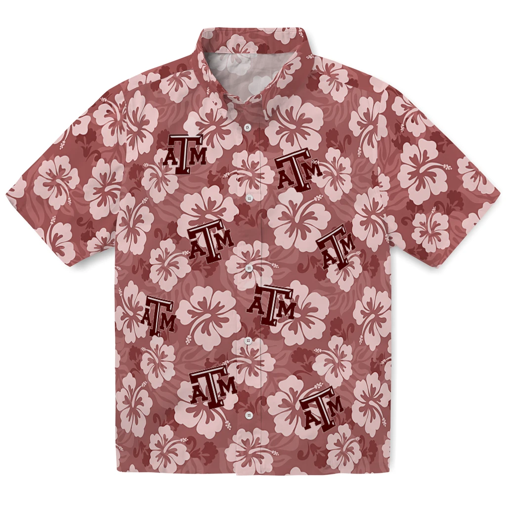 Texas A&M Aggies Hawaiian Shirt - Hibiscus Cluster texas am aggies hibiscus cluster maroon hawaiian shirts best selling