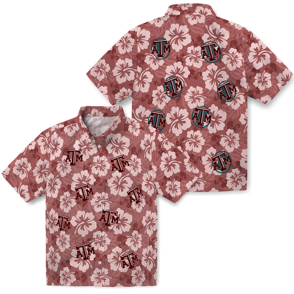 Texas A&M Aggies Hawaiian Shirt - Hibiscus Cluster texas am aggies hibiscus cluster maroon hawaiian shirts high quality