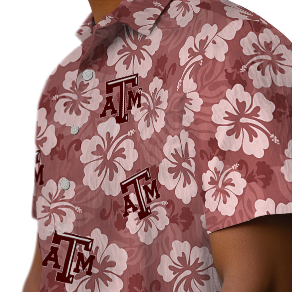 Texas A&M Aggies Hawaiian Shirt - Hibiscus Cluster texas am aggies hibiscus cluster maroon hawaiian shirts trendy